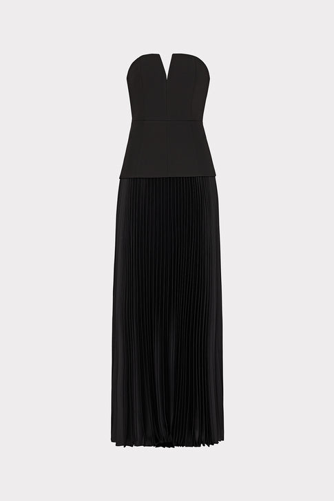 Novalee Strapless Pleated Maxi Dress Black Image 1 of 6