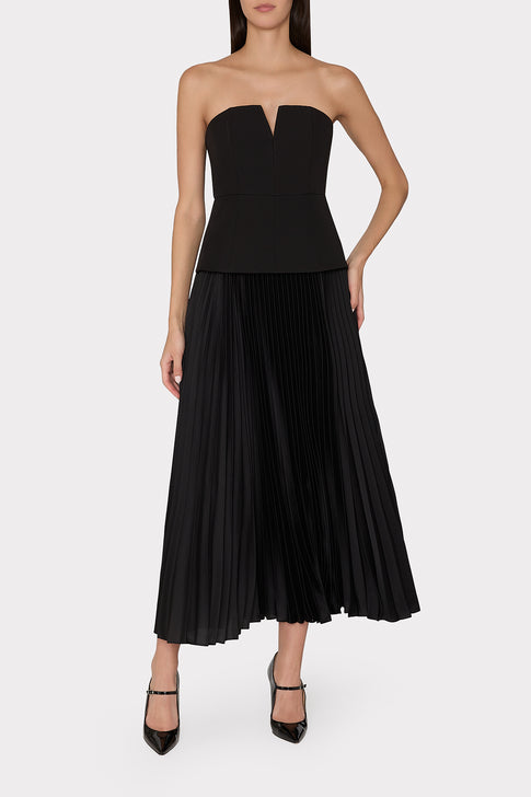 Novalee Strapless Pleated Maxi Dress Black Image 3 of 6