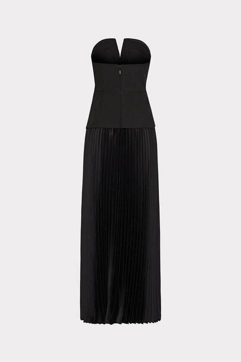 Novalee Strapless Pleated Maxi Dress Black Image 6 of 6