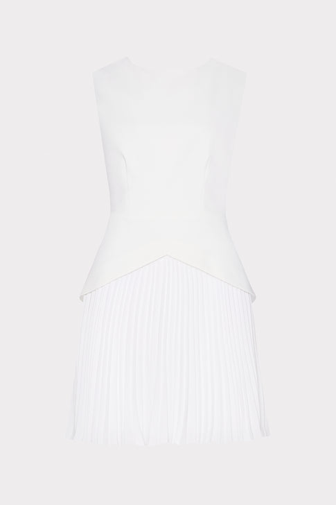 Haddy Pleated Mini Dress Ecru Image 1 of 4