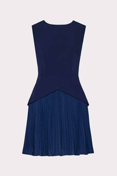 Haddy Pleated Mini Dress Navy Image 1 of 4