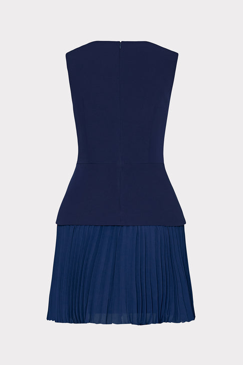 Haddy Pleated Mini Dress Navy Image 4 of 4