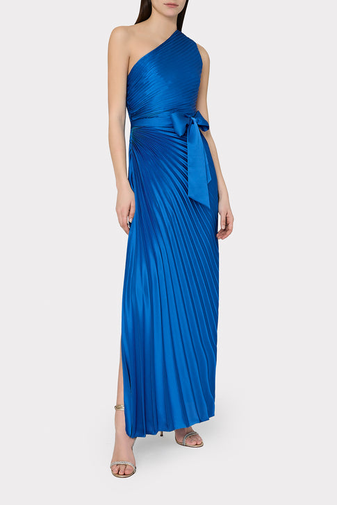 Estelle Satin Dress Blue Image 2 of 5