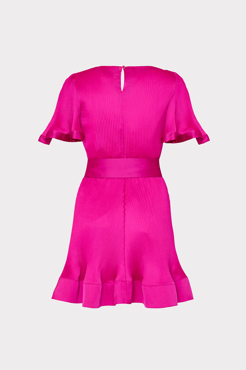 Lumi Satin Pleated Dress Pink Image 4 of 4