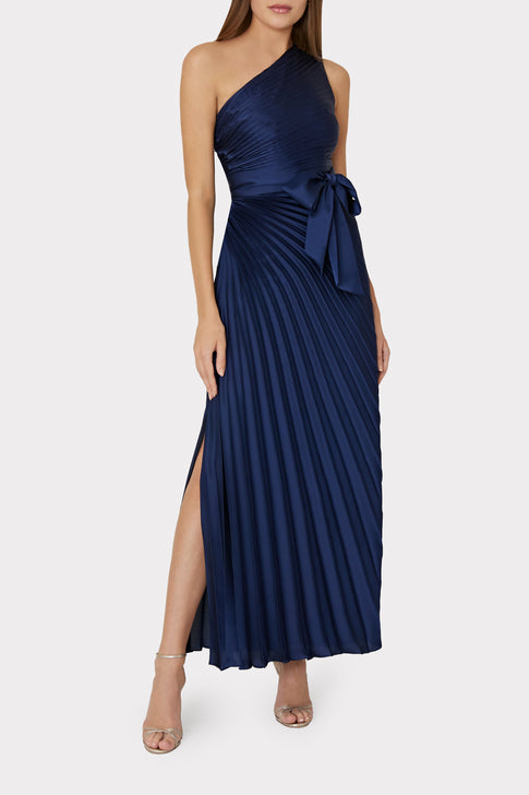 Estelle Satin Dress Navy Image 2 of 4