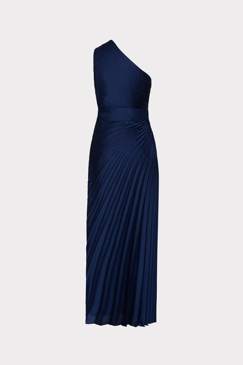 Estelle Satin Dress Navy Image 4 of 4