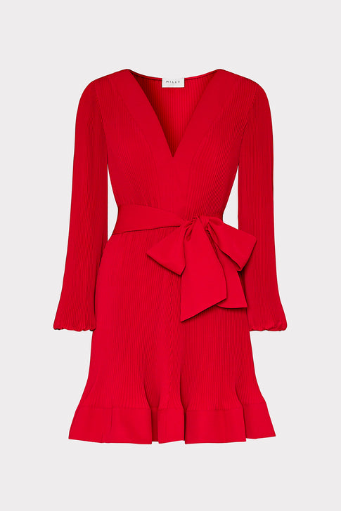 Liv Pleated Dress Really Red Image 1 of 4