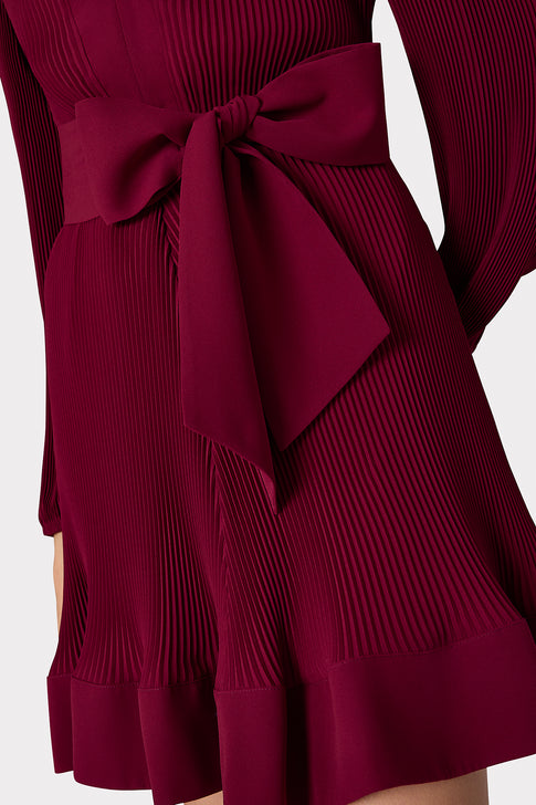 Liv Pleated Dress Wine Image 4 of 5