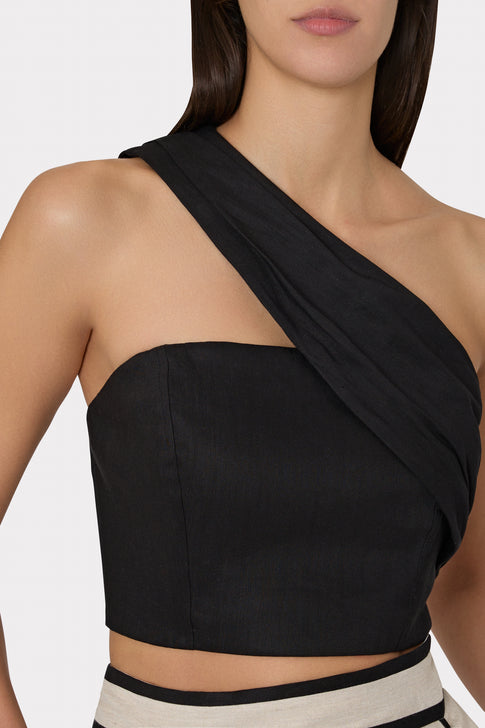 Arantza Draped One Shoulder Top Black Image 3 of 4