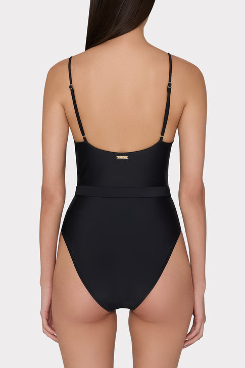 Solid Belted One Piece Black Image 3 of 4