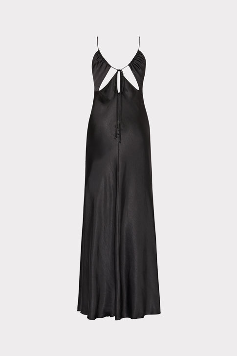 Addie Hammered Satin Maxi Dress Black Image 4 of 4