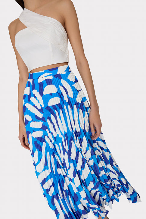 Otha Brushstroke Pleated Skirt Blue Multi Image 3 of 4