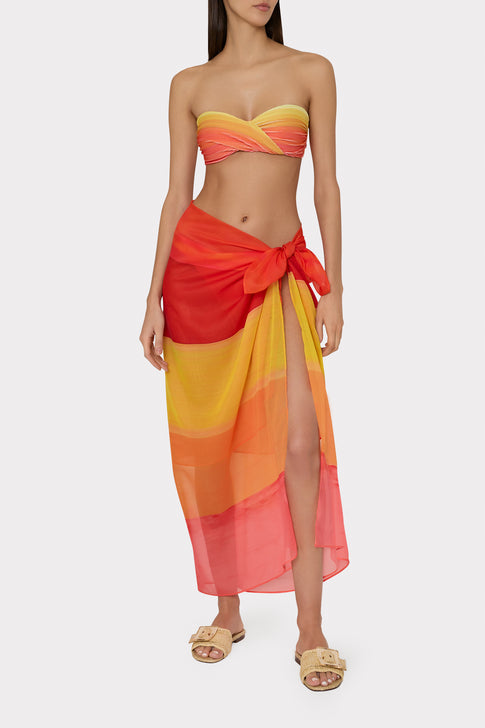 Sunset Stripe Chiffon Sarong Multi Image 2 of 4