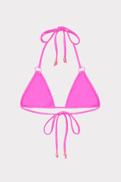 Metallic Ring Triangle Bikini Top Fuchsia/Silver Image 4 of 4