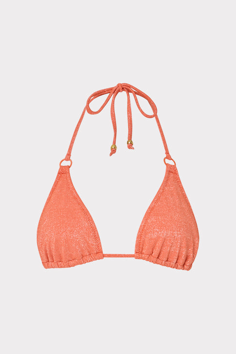 Metallic Ring Triangle Bikini Top Orange/Silver Image 1 of 4