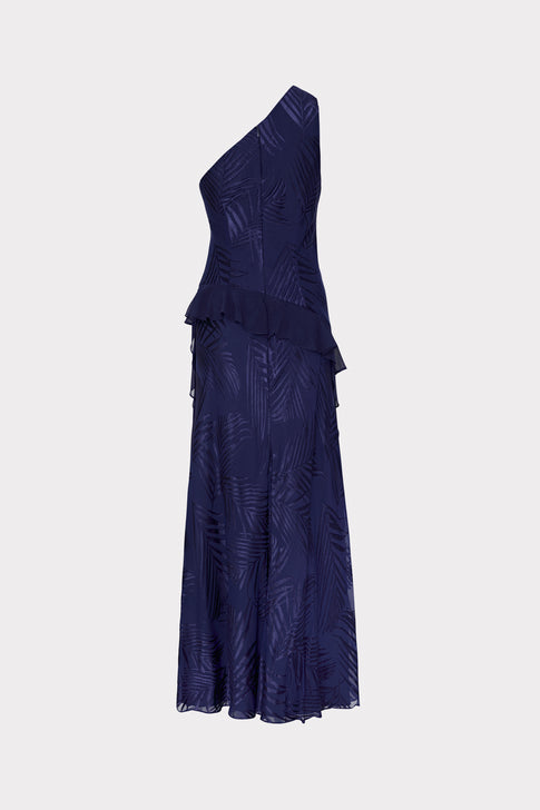 Ryanna Chiffon Devore Dress Navy Image 4 of 4