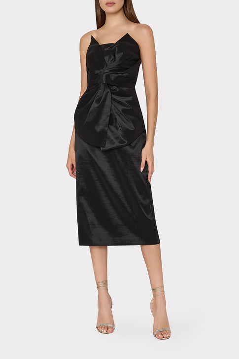 Harlow Bow Taffeta Strapless Dress Black Image 2 of 4