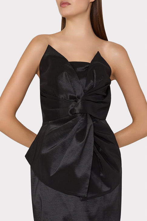 Harlow Bow Taffeta Strapless Dress Black Image 3 of 4