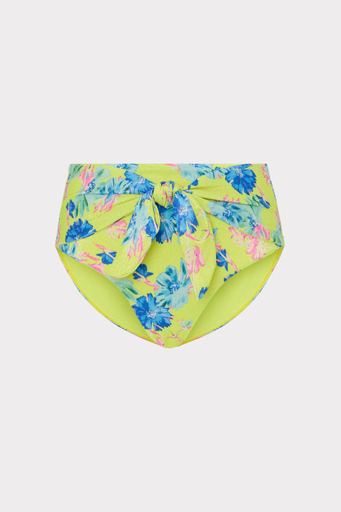 Floating Cosmos Front Tie Bikini Bottom Neon Yellow Image 1 of 4