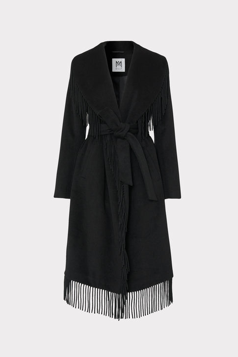 Fringe Wool Coat Black Image 1 of 5