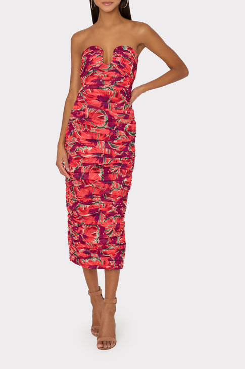 Windmill Floral Chiffon Dress Red Multi Image 2 of 4