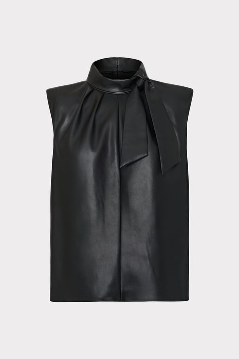 London Vegan Leather Top Black Image 1 of 4