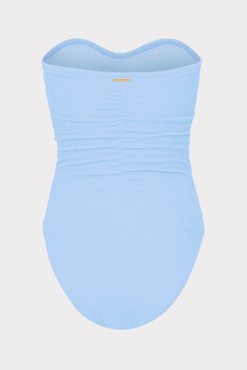 Textured Ruched One Piece Light Blue Image 4 of 4