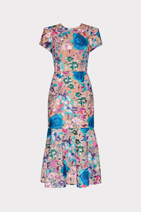 Tahlia Fall Floral Embroidered Dress Blue Multi Image 1 of 4