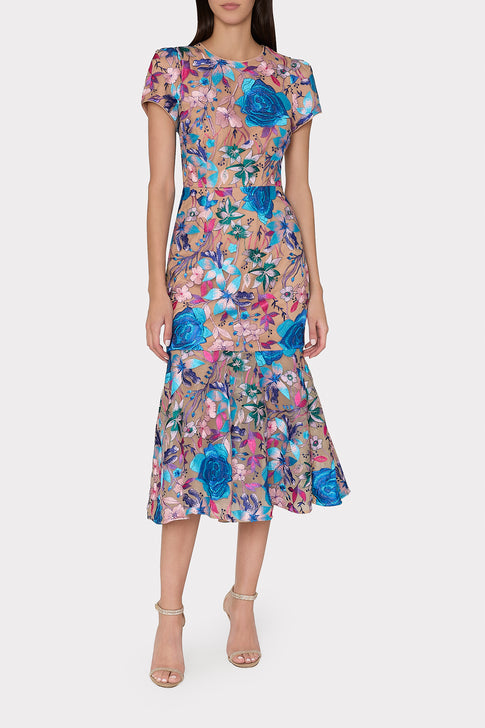 Tahlia Fall Floral Embroidered Dress Blue Multi Image 2 of 4