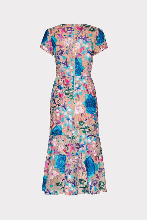 Tahlia Fall Floral Embroidered Dress Blue Multi Image 4 of 4