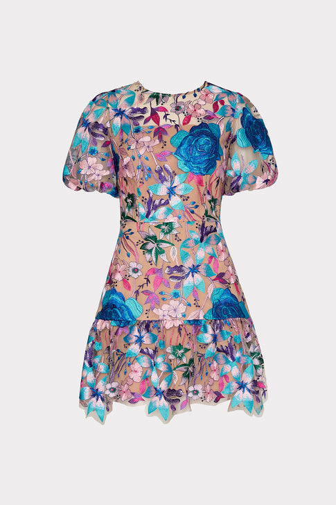 Yasmin Fall Floral Embroidered Dress Blue Multi Image 1 of 6