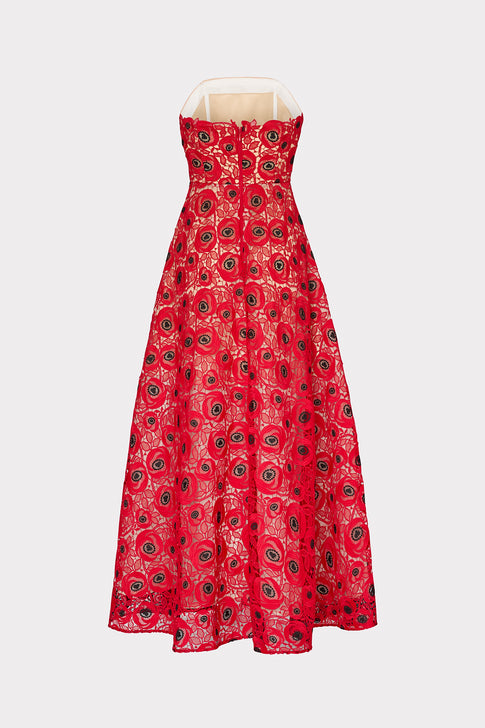 Netty Embroidered Lace Maxi Dress Red/Black Image 4 of 4