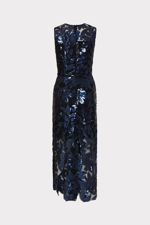 Kinsley Floral Sequins Dress Navy Image 4 of 4