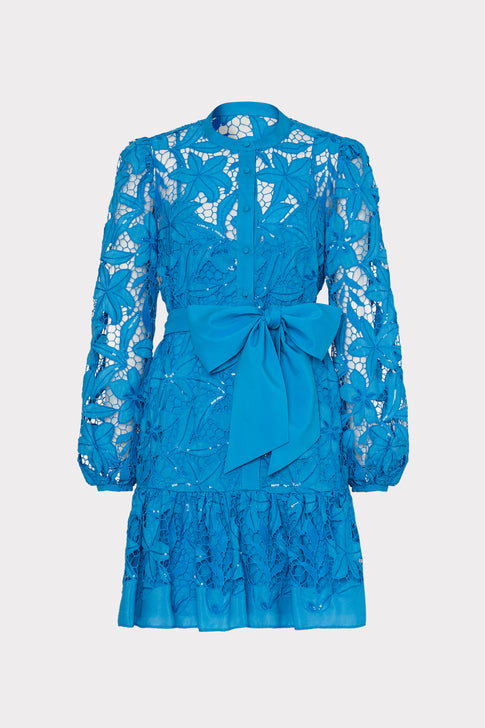 Nellie Sequin Embellished Eyelet Dress Blue Image 1 of 5