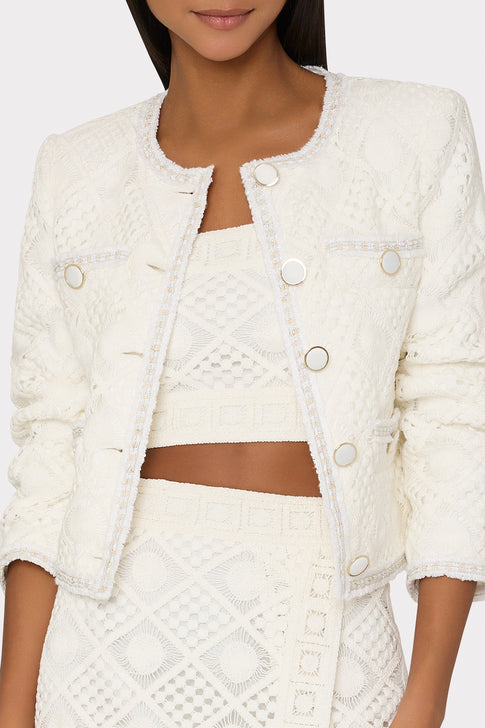 Reign Diamond Crochet Jacket White Image 3 of 4