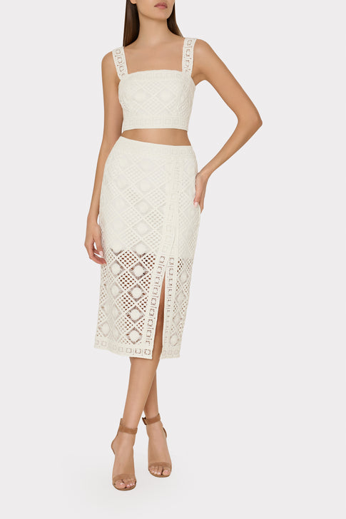 Diamond Crochet Crop Top White Image 2 of 4