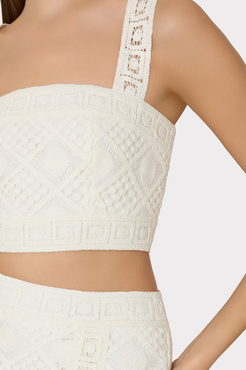 Diamond Crochet Crop Top White Image 3 of 4