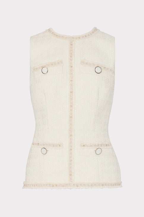 Nette Boucle Sleeveless Top Ecru Image 1 of 4