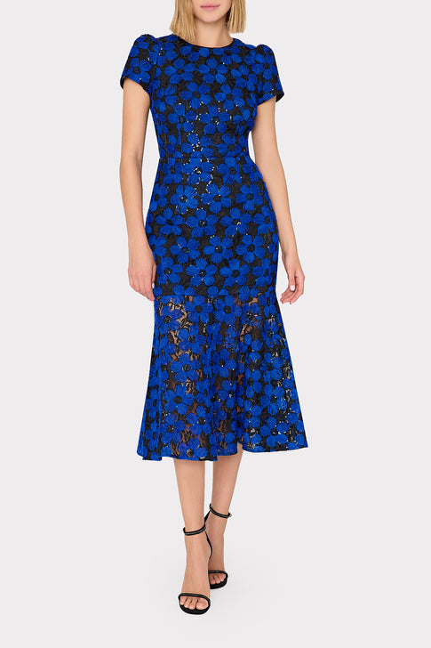 Tahlia Tulle Embroidery Dress Cobalt/Black Image 2 of 4