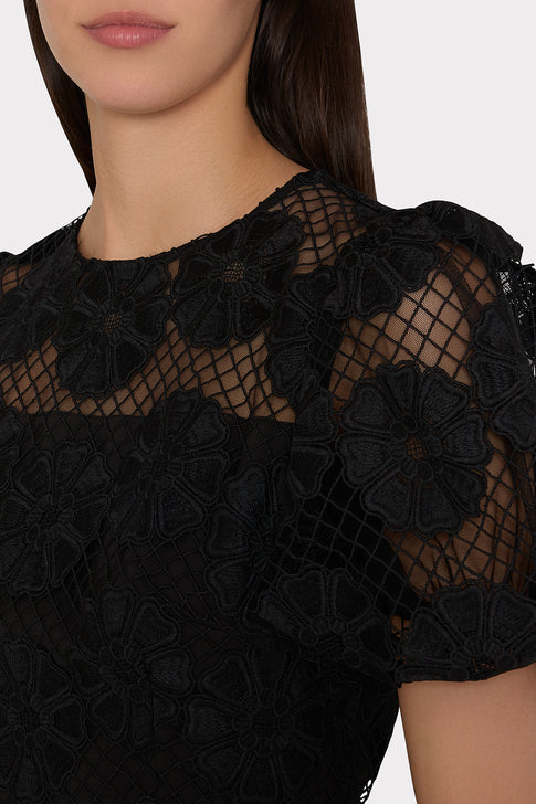 Yasmin Daisy Lace Dress Black Image 3 of 4