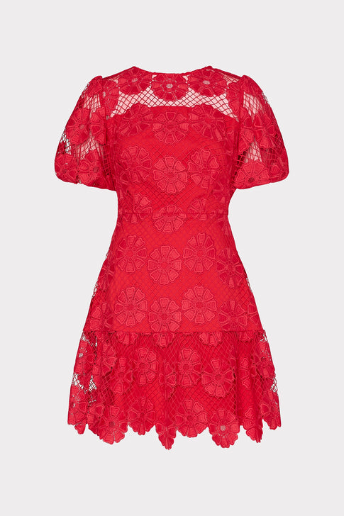 Yasmin Daisy Lace Dress Red Image 1 of 5