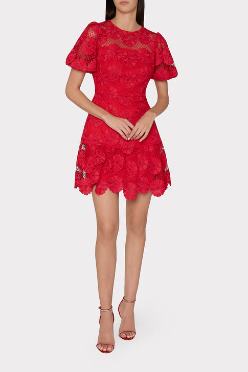 Yasmin Daisy Lace Dress Red Image 2 of 5