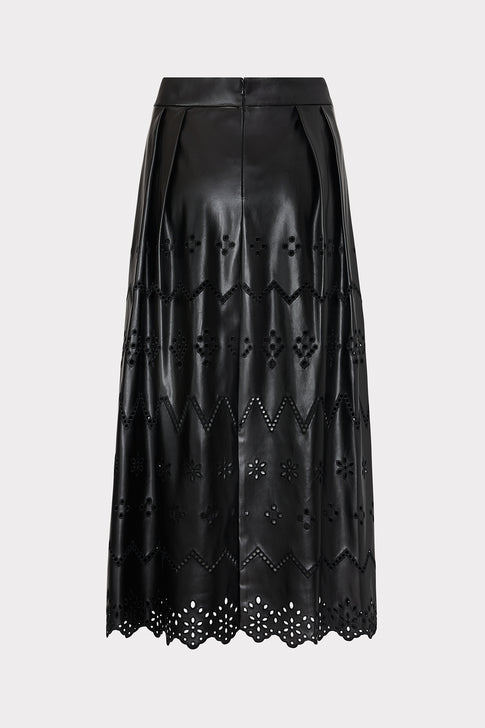 Jolene Eyelet Vegan Leather Skirt Black Image 4 of 4