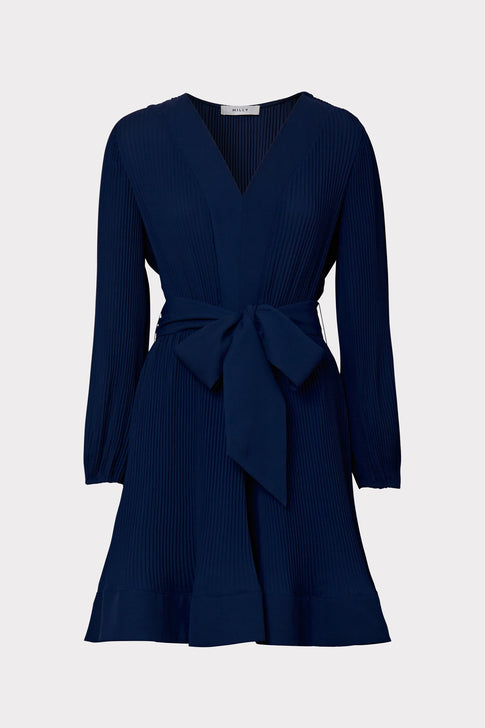 Liv Pleated Dress Navy Image 1 of 4