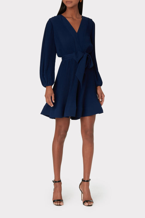 Liv Pleated Dress Navy Image 2 of 4