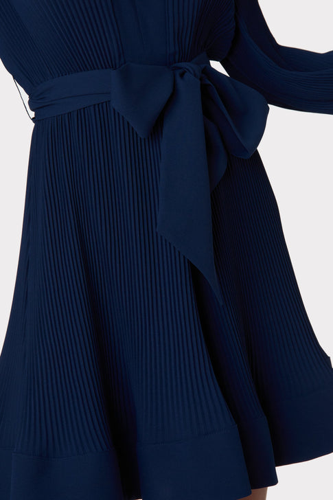 Liv Pleated Dress Navy Image 3 of 4