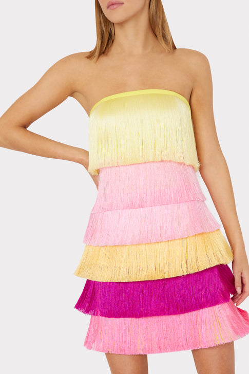 Nuoir Ombre Fringe Dress Sherbert Multi Image 3 of 4