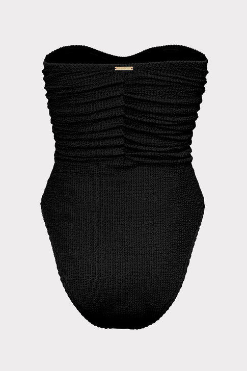 Textured Ruched One Piece Black Image 4 of 4