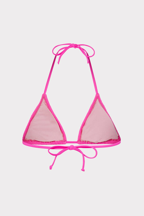 Textured Triangle Bikini Top Neon Pink Image 4 of 4